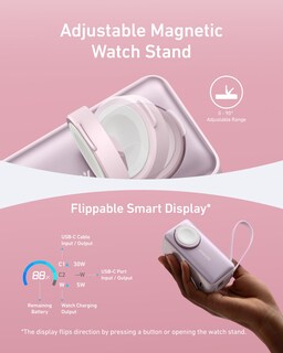 Foto 5 | Foto 5 | Power Bank Anker Maggo De 10.000 Mah Con Cable Usb-c Incorporado, Color Rosa - Venta Internacional.