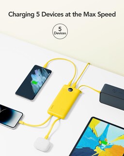 Foto 4 | Foto 4 | Batería Externa Vrurc De 10000 Mah Con Cables Usb-c Integrados, Color Amarillo - Venta Internacional.