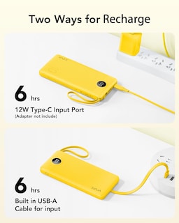 Foto 6 | Foto 6 | Batería Externa Vrurc De 10000 Mah Con Cables Usb-c Integrados, Color Amarillo - Venta Internacional.
