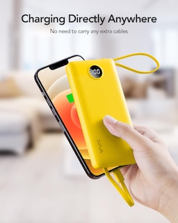 Foto 7 | Foto 7 | Batería Externa Vrurc De 10000 Mah Con Cables Usb-c Integrados, Color Amarillo - Venta Internacional.