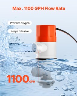 Foto 2 | Foto 2 | Bomba Livewell Vevor 1100 Gph 12 V Para Barco Con Doble Entrada - Venta Internacional.