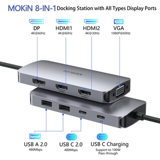 Foto 2 | Foto 2 | Estación De Acoplamiento Usb C Con Monitor Dual Mokin Con Hdmi, Vga, Usb 3 - Venta Internacional.