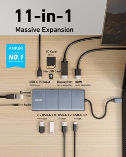 Foto 2 | Foto 2 | Estación De Acoplamiento Usb C Hub Anker 565 11 En 1 Para Portátiles 4k Hdmi - Venta Internacional.