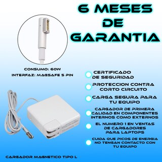 Foto 3 | Foto 3 | Cargador Compatible Magsafe Tipo L 16.5v 3.55a 60w