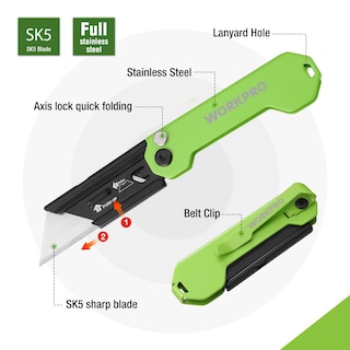 Foto 3 | Foto 3 | Cuchillo Utilitario Plegable Workpro Mini Cortador De Cajas Con 10 Cuchillas - Venta Internacional.