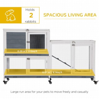 Foto 4 | Foto 4 | Conejera De Madera Para Conejos Pawhutch Con Zona De Correr, Color Gris Y Blanco - Venta Internacional.