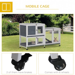 Foto 7 | Foto 7 | Conejera De Madera Para Conejos Pawhutch Con Zona De Correr, Color Gris Y Blanco - Venta Internacional.