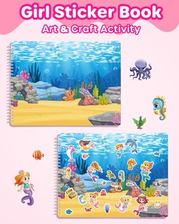 Foto 2 | Foto 2 | Libro De Pegatinas D-fantix Para Niña, Unicornio, Sirena Y Hada, De 3 A 8 Años - Venta Internacional.