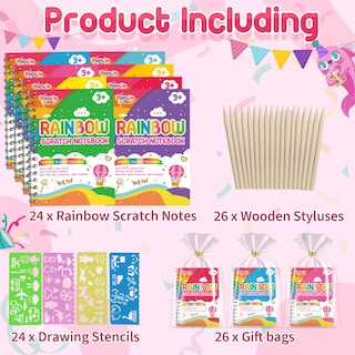 Foto 6 | Foto 6 | Libreta Scratch Art Party Favors Feredo Kids Rainbow, Paquete De 24 - Venta Internacional.