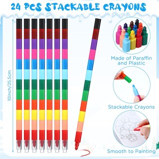 Foto 3 | Foto 3 | Libros Para Colorear Funrous Winter Con Crayones Apilables, 24 Juegos - Venta Internacional.