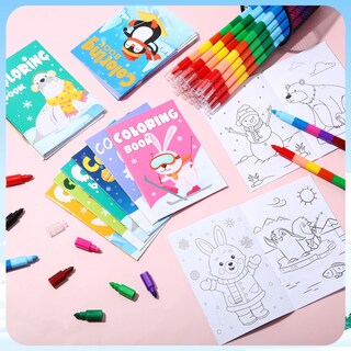 Foto 4 | Foto 4 | Libros Para Colorear Funrous Winter Con Crayones Apilables, 24 Juegos - Venta Internacional.
