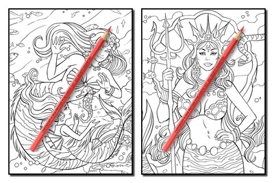 Foto 3 | Foto 3 | Libro Para Colorear Genérica Mermaids With Fantasy Women And Ocean - Venta Internacional.