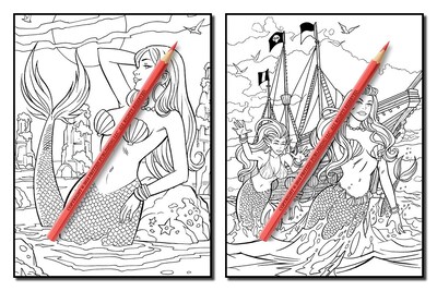 Foto 4 | Foto 4 | Libro Para Colorear Genérica Mermaids With Fantasy Women And Ocean - Venta Internacional.