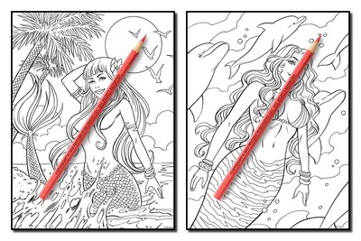 Foto 6 | Foto 6 | Libro Para Colorear Genérica Mermaids With Fantasy Women And Ocean - Venta Internacional.