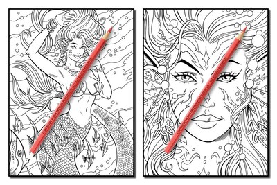 Foto 7 | Foto 7 | Libro Para Colorear Genérica Mermaids With Fantasy Women And Ocean - Venta Internacional.