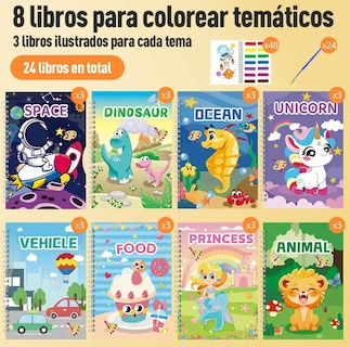 Foto 2 | Foto 2 | Kit Creativo Xtellar De 24 Dibujos Para Colorear Con Pinceles De Acuarela - Explora Y Aprende Con Arte
