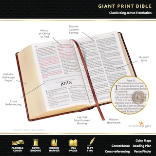 Foto 2 | Foto 2 | Bible Christian Art Gifts Kjv Con Estampado Gigante De Piel Sintética Estándar - Venta Internacional.