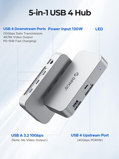 Foto 2 | Foto 2 | Hub Usb4 Orico De 5 Puertos, 40 Gbps Con Carga Dc De 85 W Para Mac/windows - Venta Internacional.