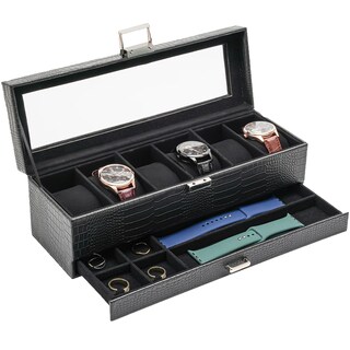 Foto 1 | Foto 1 | Estuche Expositor Para Relojes Watch Box Procase De 6 Ranuras Con Cajón Tipo Lagarto - Venta Internacional.