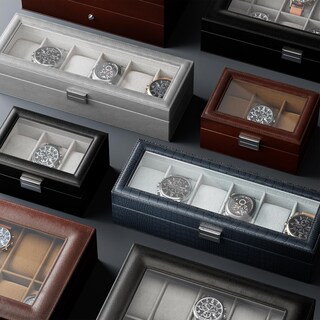 Foto 6 | Foto 6 | Watch Box Procase De 6 Ranuras Para Hombre Con Tapa De Cristal, Color Verde Medianoche - Venta Internacional.