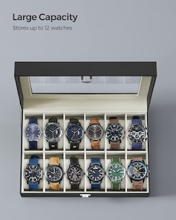 Foto 5 | Foto 5 | Watch Box Songmics De 12 Ranuras Con Tapa De Cristal Y Cojines Para Relojes - Venta Internacional.