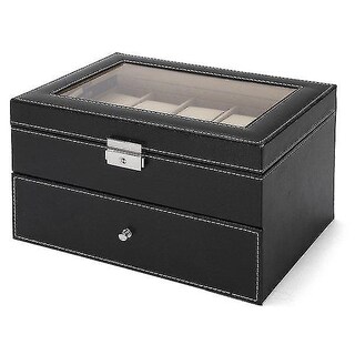 Foto 2 | Foto 2 | Caja Expositora Para Relojes Huoguo Organizador De Cuero Negro Con 20 Ranuras - Venta Internacional.