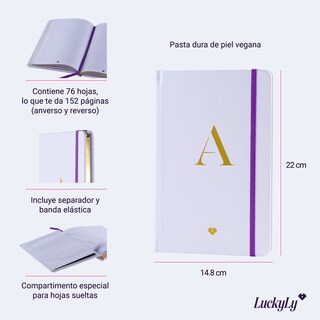 Foto 6 | Foto 6 | Libreta de Notas LuckyLy NS01-S color Blanco de Piel Vegana - Letra S