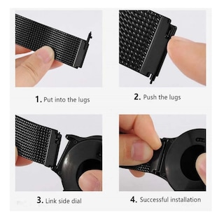 Foto 5 | Foto 5 | 2 Correas De 20mm Para Relojes Smartwatch Belug Acero Milanesa Ancho De La Correa 20 Mm Color Negro/plata