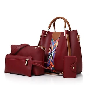 Foto 1 | Foto 1 | Set de 4 Bolsos Comodo color Rojo para Mujer Modernos de Alta Calidad Rojo