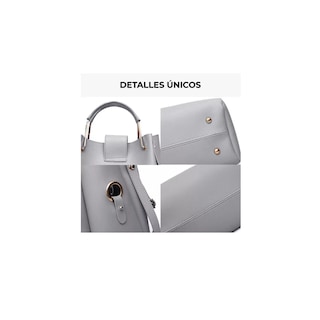 Foto 2 | Foto 2 | Set Bolsa Bandolera + Cosmetiquera + Cartera Belug Gris 3 Piezas