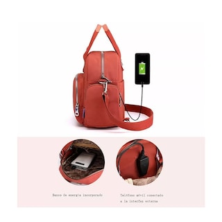 Foto 4 | Foto 4 | Bolso Belug Naranja Impermeable con Carga USB Portátil