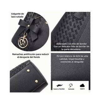 Foto 2 | Foto 2 | Bolso Mano Tote Bolsa Mochila Mujer Gran Capacidad Ligero Negra