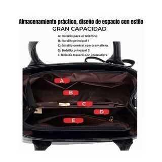 Foto 4 | Foto 4 | Bolso Mano Tote Bolsa Mochila Mujer Gran Capacidad Ligero Negra