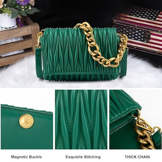 Foto 4 | Foto 4 | Bolso Bandolera Acolchado En Piel Sintética Verde - Venta Internacional.