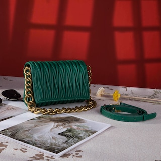 Foto 6 | Foto 6 | Bolso Bandolera Acolchado En Piel Sintética Verde - Venta Internacional.