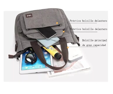 Foto 3 | Foto 3 | Bolsa Moderna Y Urbana De Lona De Gran Capacidad Para Mujer Gris Cafe