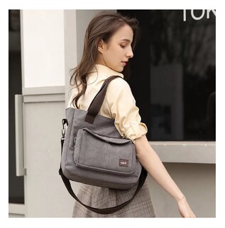 Foto 4 | Foto 4 | Bolsa Moderna Y Urbana De Lona De Gran Capacidad Para Mujer Gris Cafe