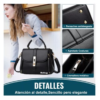 Foto 2 | Foto 2 | Bolsa Mujer Impermeable Tote Crossbody Bandolera De Pu, Belug Negra