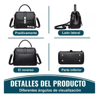 Foto 3 | Foto 3 | Bolsa Mujer Impermeable Tote Crossbody Bandolera De Pu, Belug Negra