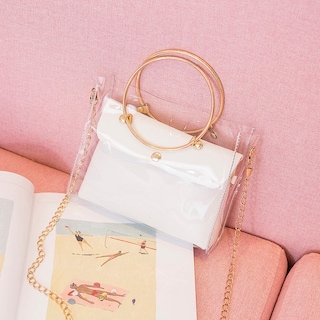 Foto 5 | Foto 5 | Bolso Bandolera Cuadrado Transparente De Pvc Para Mujer - Venta Internacional.