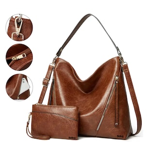Foto 2 | Foto 2 | Set 2 Bolsas De Mano Bandolera Hombro Para Mujer + Cartera Belug, Marrón