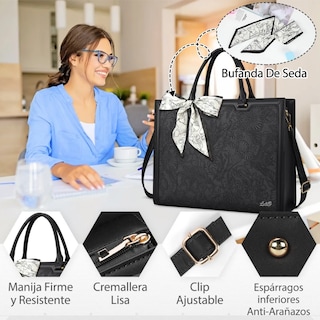 Foto 3 | Foto 3 | ''bolsa De Cuero Real Para Laptop De 15.6 In Para Mujer Lab.g Negra ''