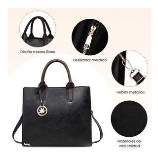 Foto 5 | Foto 5 | Set 3 Bolsas Bandolera Mujer Moda Cosmetiquera Cartera Tote Belug, Negro