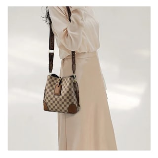 Foto 5 | Foto 5 | Bolsas De Hombro Femenino Café A Cuadros Belug, Marrón Oscuro