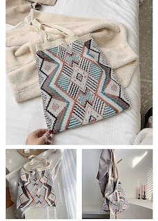 Foto 3 | Foto 3 | Bolso De Mano Huoguo De Lana De Ganchillo Con Asa Superior Abierta Blanco - Venta Internacional.
