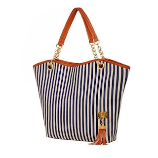 Foto 1 | Foto 1 | Bolso De Mano Huoguo De Lona Con Borlas A Rayas Para Mujer Y Niña - Venta Internacional.