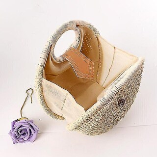 Foto 3 | Foto 3 | Bolso De Mano Huoguo Para Mujer Nido Verano Playa Ratán Paja Marrón Claro - Venta Internacional.