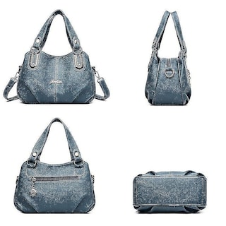 Foto 3 | Foto 3 | Bolso De Mano Huoguo Bandolera De Piel Suave Lady Light Blue - Venta Internacional.