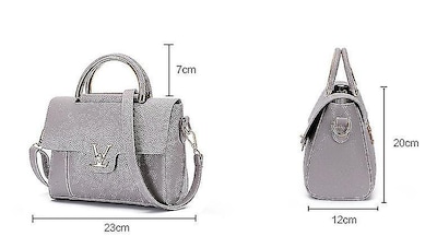 Foto 2 | Foto 2 | Bolso De Mano Huoguo Bolso De Mano De Piel De Lujo Para Mujer Gris Claro - Venta Internacional.