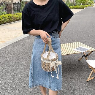 Foto 2 | Foto 2 | Bolso De Mano Huoguo De Ratán Tejido Con Lazo De Encaje Con Lazo Para Mujer - Venta Internacional.